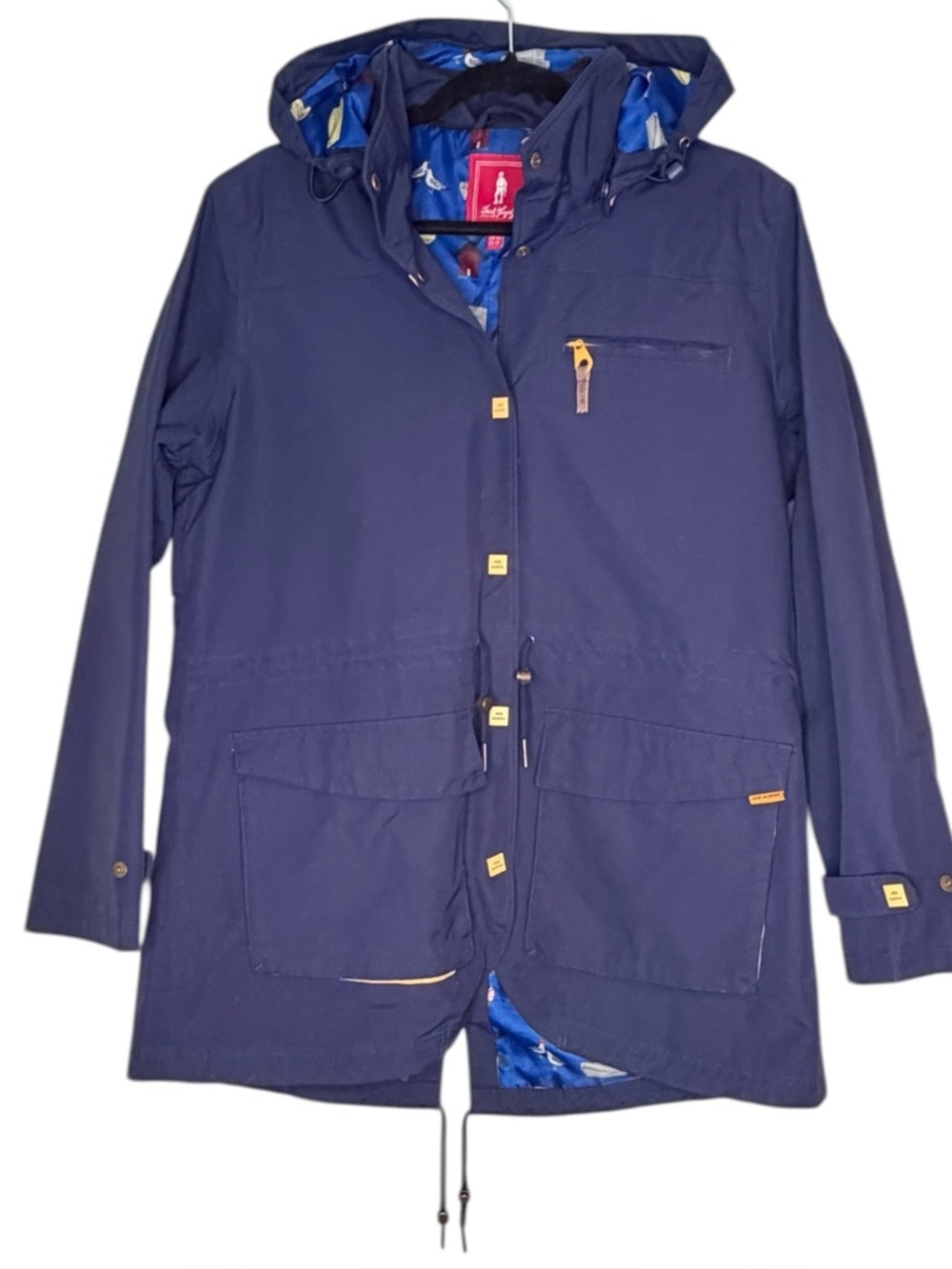 Women's Jack Murphy Hooded Navy Blue Nylon Utility Jacket with Snap Front